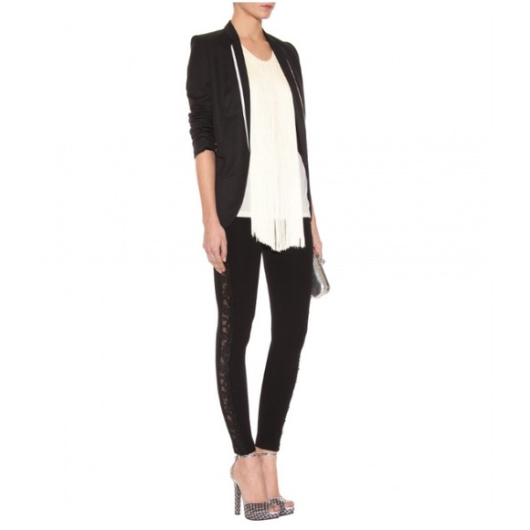 Emilio Pucci Pants - Emilio Pucci Black Lace Up Leggings with Lace - 8